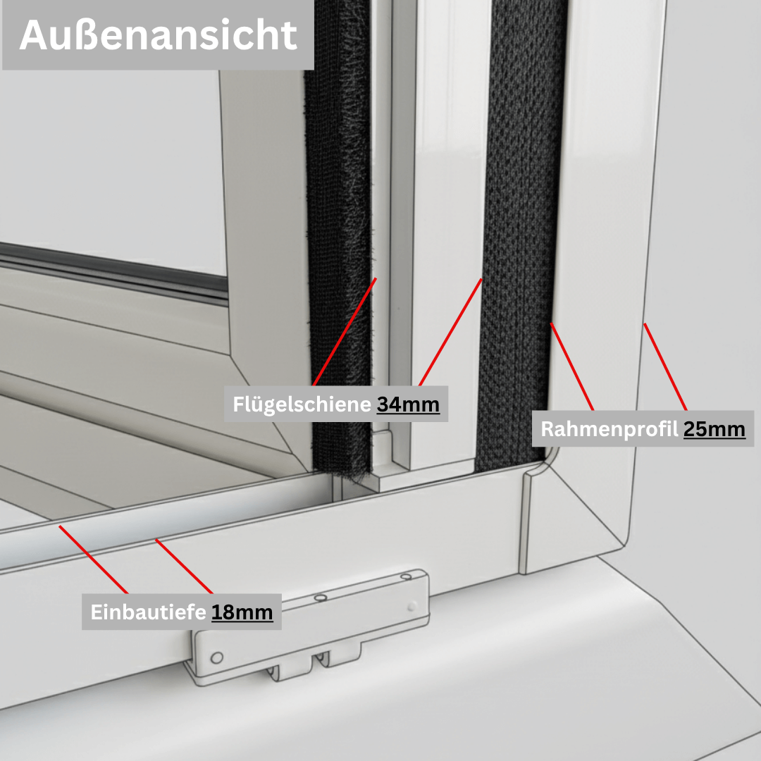 Plisstek Klicksystem (Insektenschutz Plissee Klicksystem)