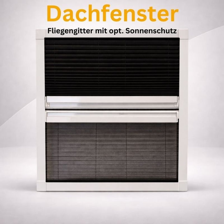 Insektenschutz Plissee für Dachfenster – optional mit Sonnenschutz (schrauben oder kleben) - Plisstek