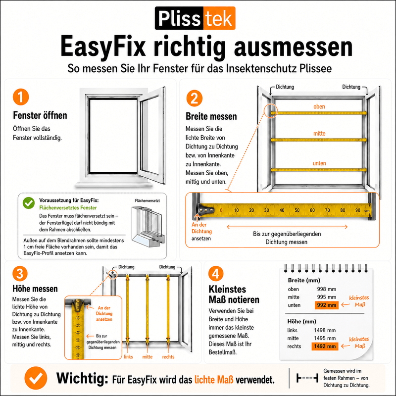 Plisstek EasyFix ( ohne bohren zum klemmen ) - Plisstek