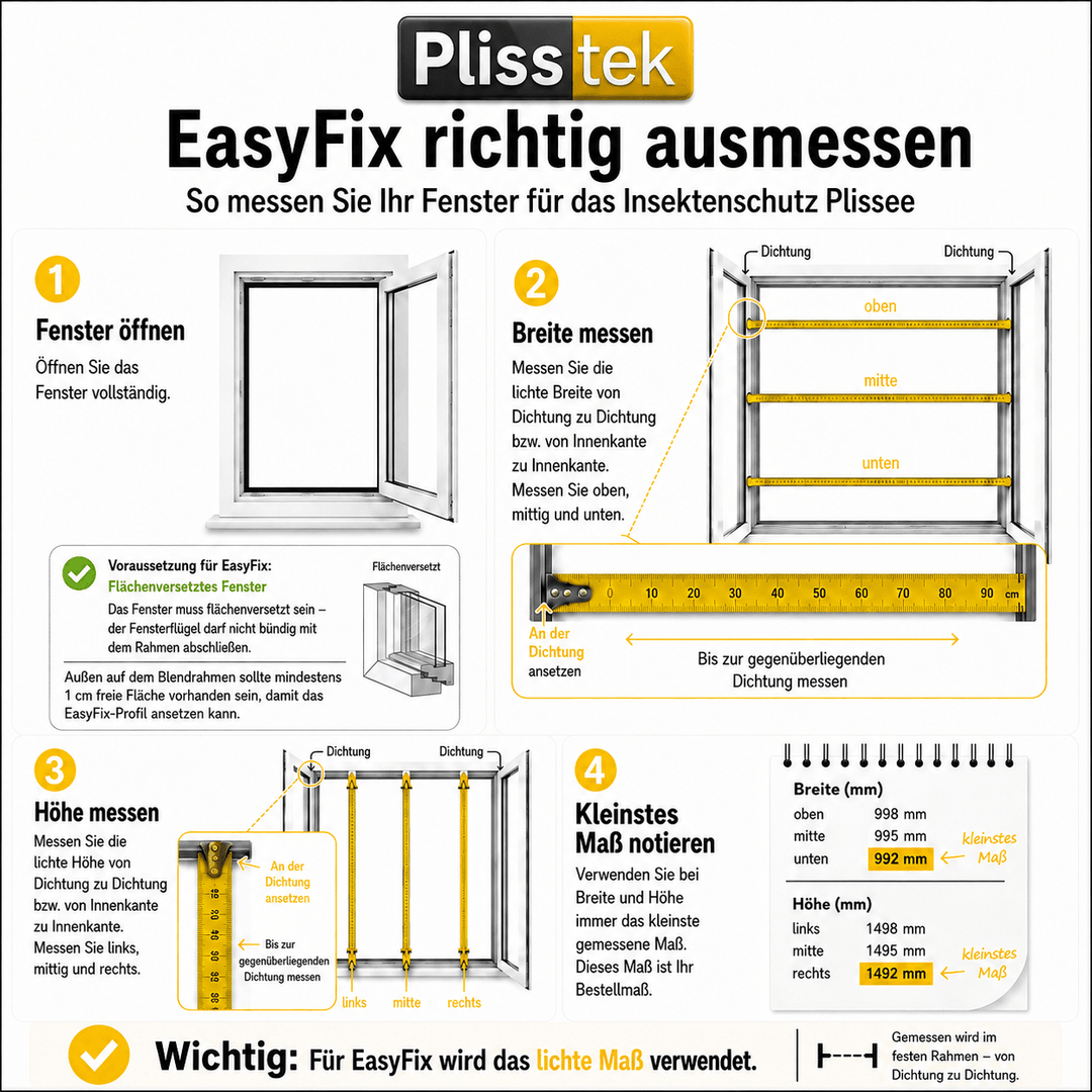 Plisstek EasyFix Pro ( ohne bohren zum klemmen ) - Plisstek