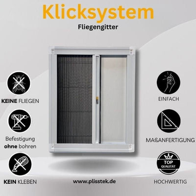Plisstek Klicksystem – Insektenschutz Plissee ohne Bohren - Plisstek