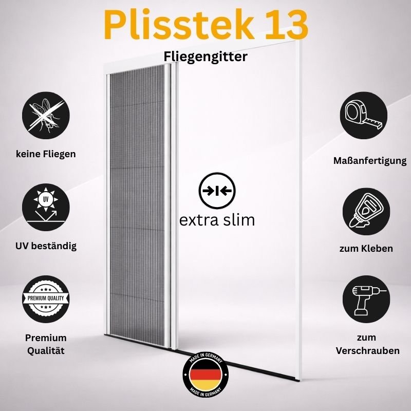 Plisstek13 - Insektenschutz Slim 13mm Einbautiefe (zum schrauben oder kleben) - Plisstek