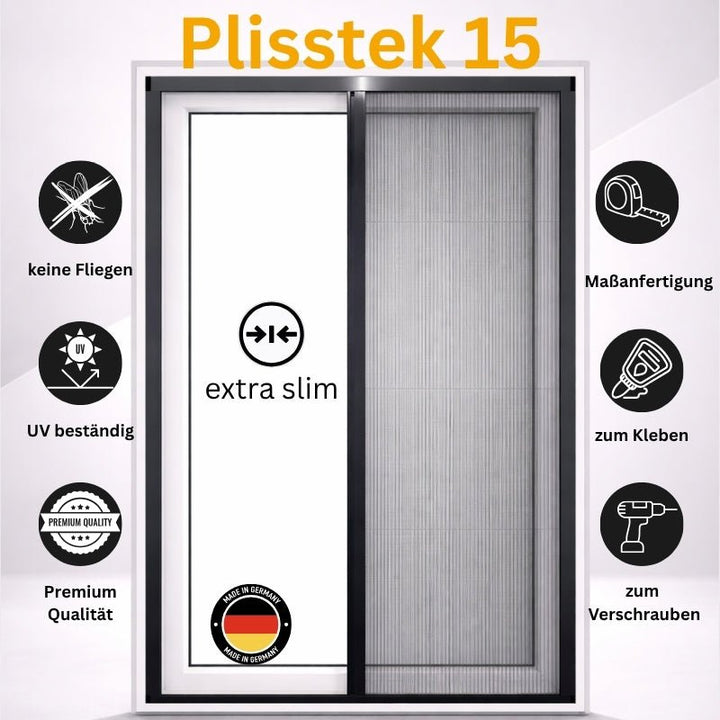 Plisstek15 - Insektenschutz Plissee für Türen (zum schrauben oder kleben) - Plisstek
