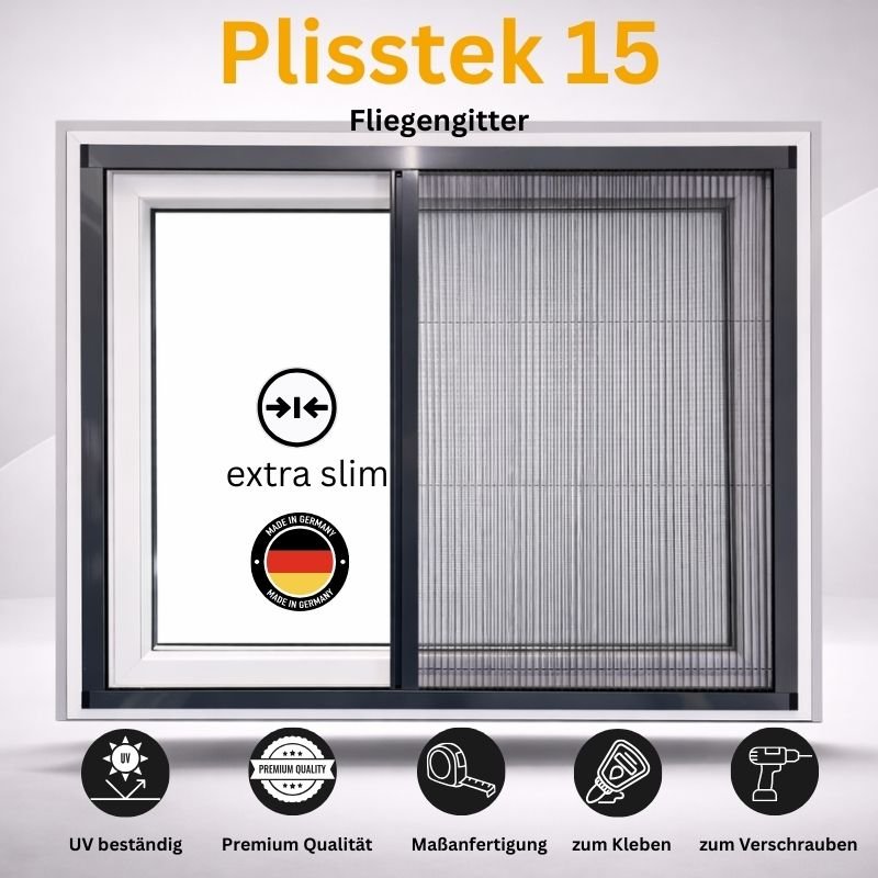 Plisstek15 - Insektenschutz Plissee (zum schrauben oder kleben) - Plisstek