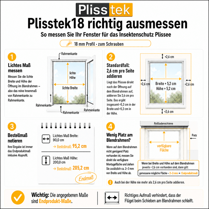 Plisstek18 Ausverkauf – Insektenschutz Plissee zum Schrauben (Festpreis) - Plisstek