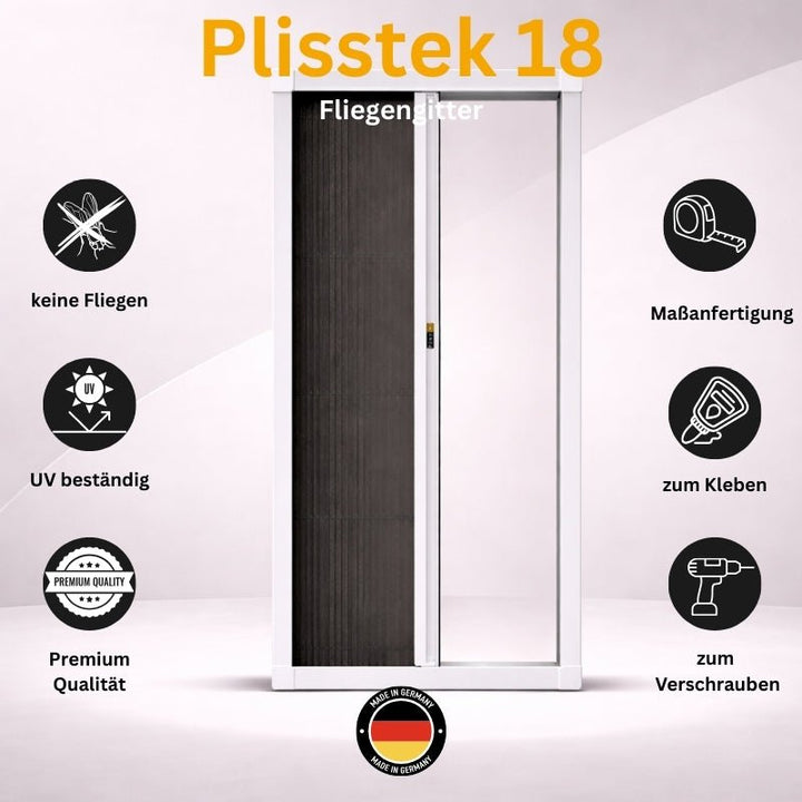 Plisstek18 - Insektenschutz Plissee für Türen (zum schrauben oder kleben) - Plisstek