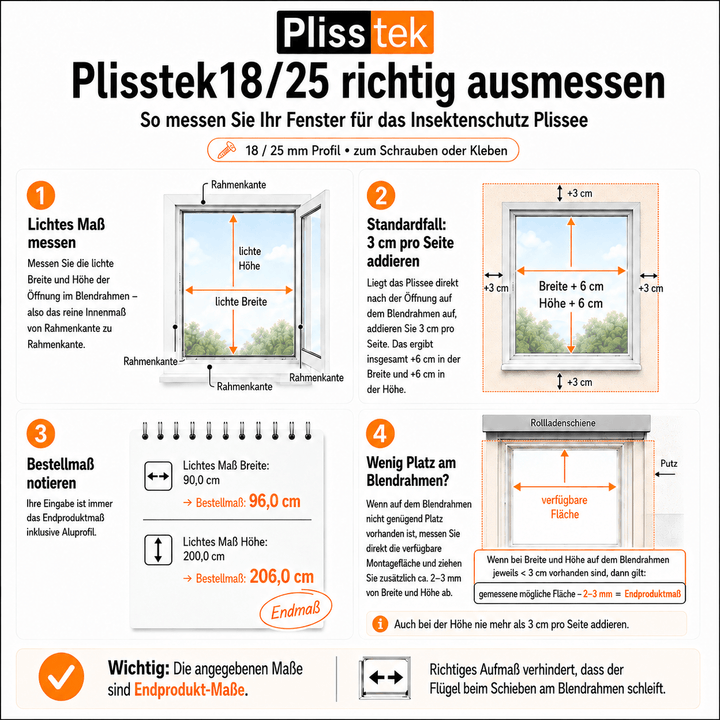 Plisstek25 - Insektenschutz Plissee für Türen (zum schrauben oder kleben) - Plisstek