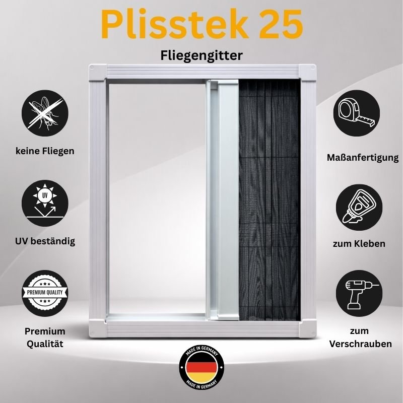 Plisstek25 - Insektenschutz Plissee für Türen (zum schrauben oder kleben) - Plisstek