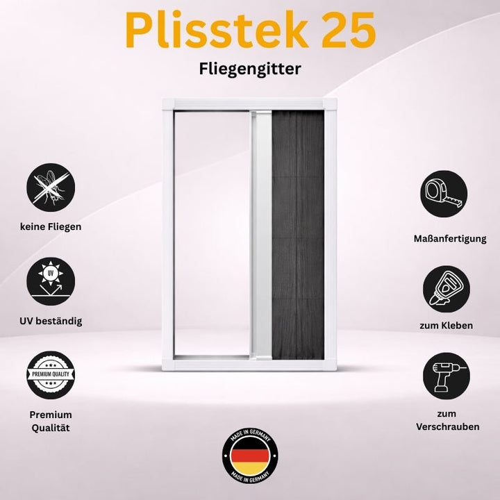 Plisstek25 - Insektenschutz Plissee für Türen (zum schrauben oder kleben) - Plisstek